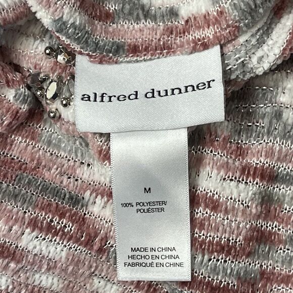 Alfred Dunner Medium Sweater Embellished 3/4 Sleeve Stretch V-Neck Pink Multi - Picture 6 of 8